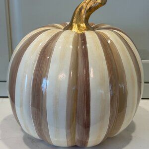 MacKenzie Childs Mocha Stripe Pumpkin Medium